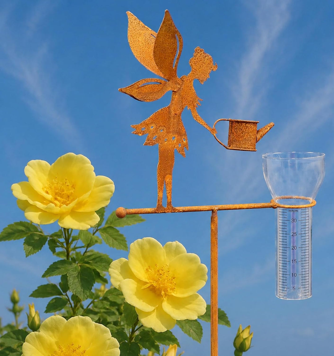 Pommerntraum ® | Regenmesser Niederschlagsmesser Pluviometer Edelrost Wetterstation Gartendeko Garte