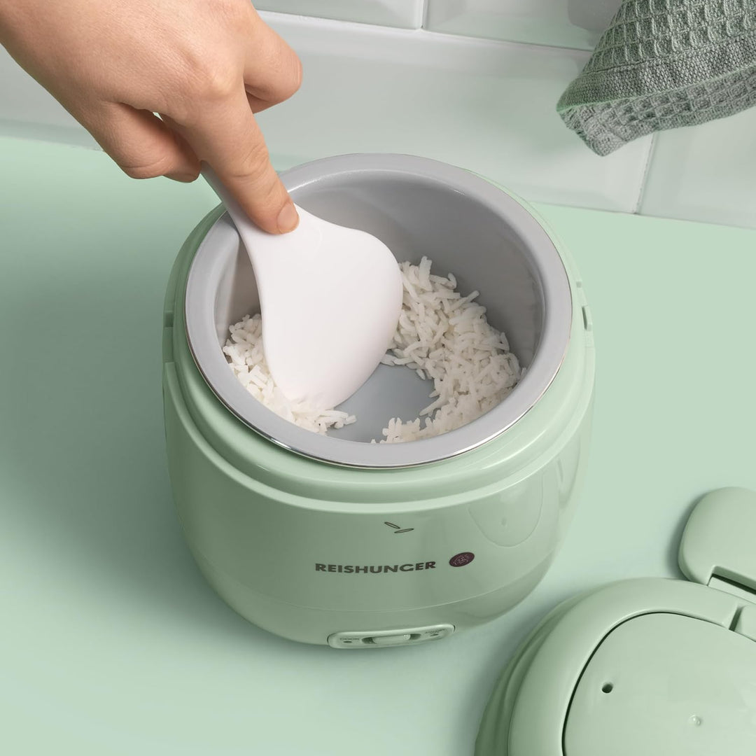 REISHUNGER Mini Reiskocher, salbeigrün | 0,3 L - 1-2 Portionen | hochwertige Keramikbeschichtung - P