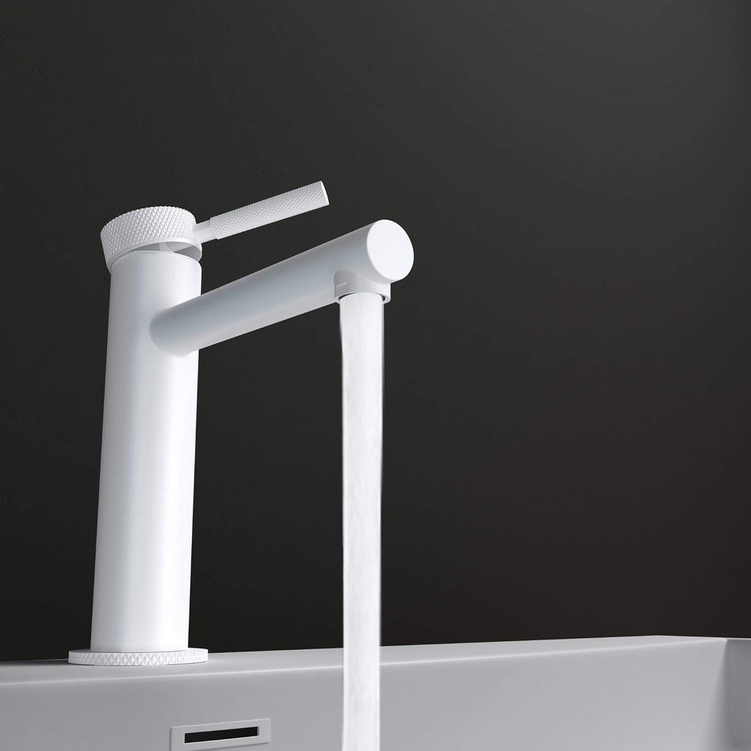 Mai & Mai Wasserhahn Bad Waschtischarmatur Weiss 18,1 cm hoch | Einhebelmischer Badarmatur, Waschbec