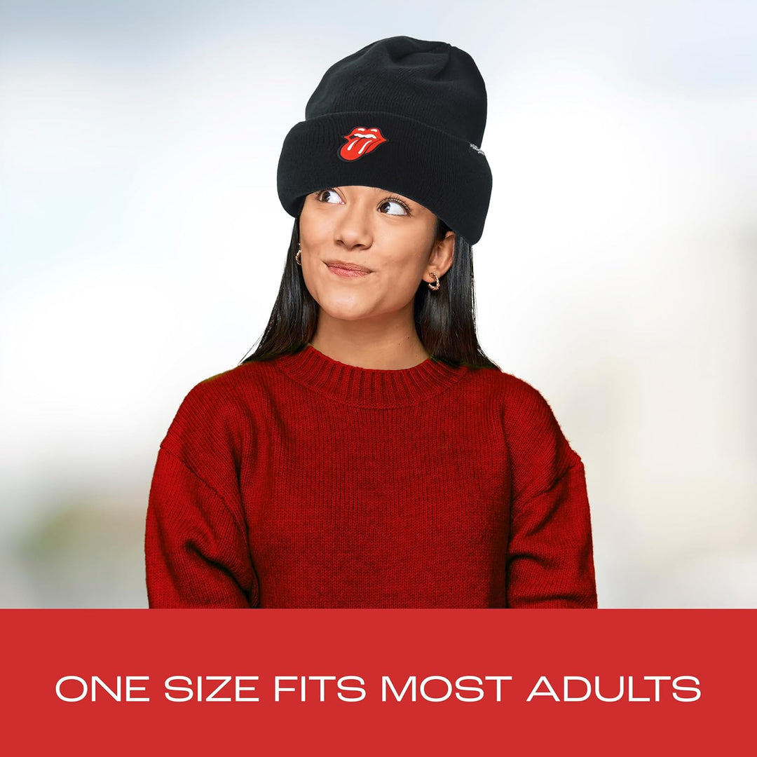 Concept One Unisex-Erwachsene The Rolling Stones Winter Knit Cap mit Rubber Patch Lippen Logo und Ma