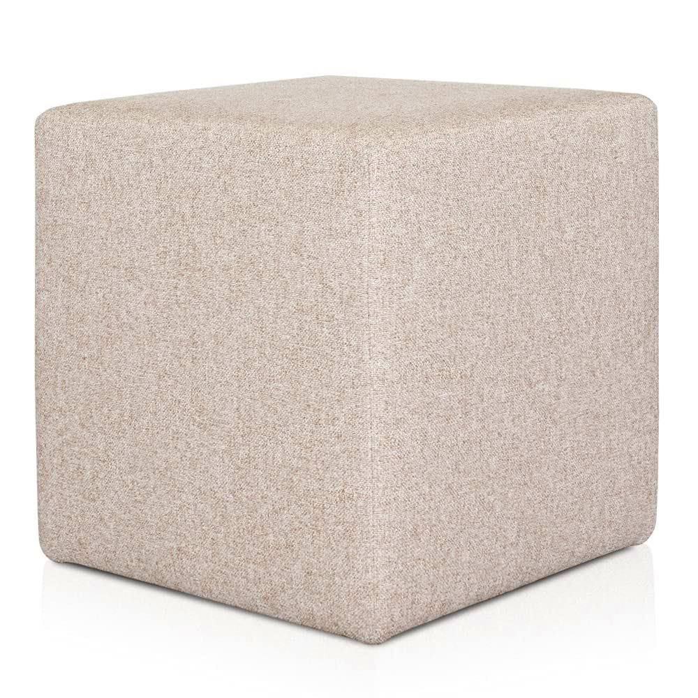 Deshome Pouf hocker Fussstütze 43x43x44 cm Wasserabweisender Stoff: Modernes Design Pouf für Sofa Wo
