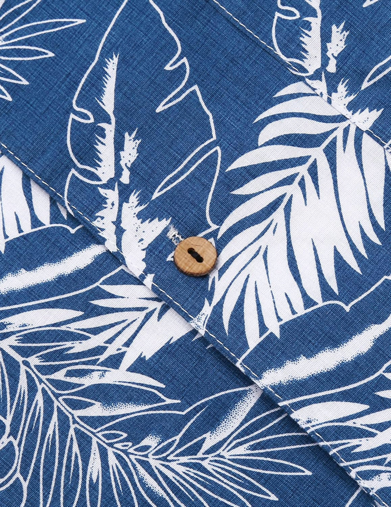 COOFANDY Hawaii Hemd Männer Kurzarm Sommer Fronttasche Hawaii-Print Freizeit Funky Baumwolle Hawaiih