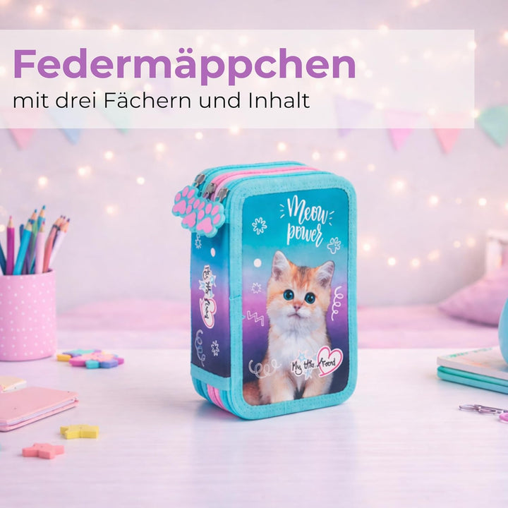 Goldkids - Federmäppchen 3 Fächer - Mäppchen für Mädchen und Jungen - Federmappe 3-Fach Federtasche