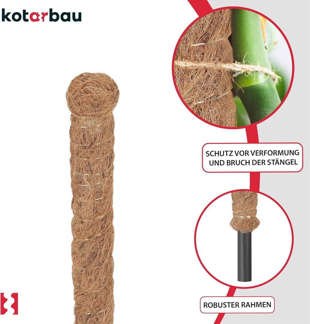 KOTARBAU® 2er Set Moosstab für Monstera Kokos Natural ⌀3,2 x 120cm Pflanzenstab Rankhilfe für Monste