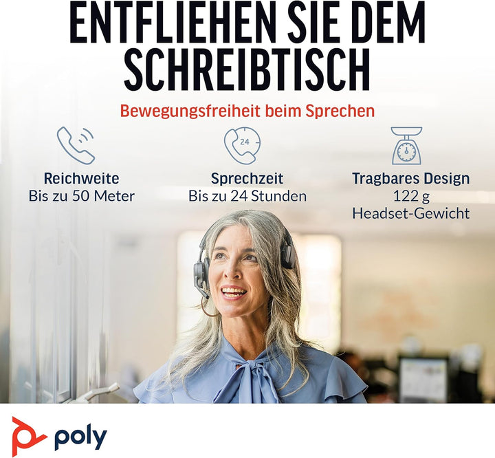 Schnurloses Headset Poly Voyager 4310 UC – Ein-Ohr-Bluetooth-Headset mit Noise Cancelling-Mikrofonar