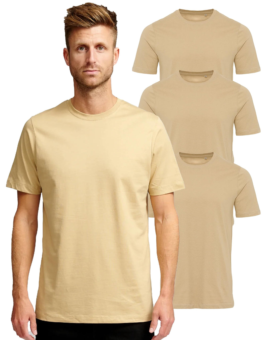 Performance Basic-T-Shirts für Männer Pack of 3-100% Reine Baumwolle Männer-T-Shirt-Kurzarm-T-Shirt