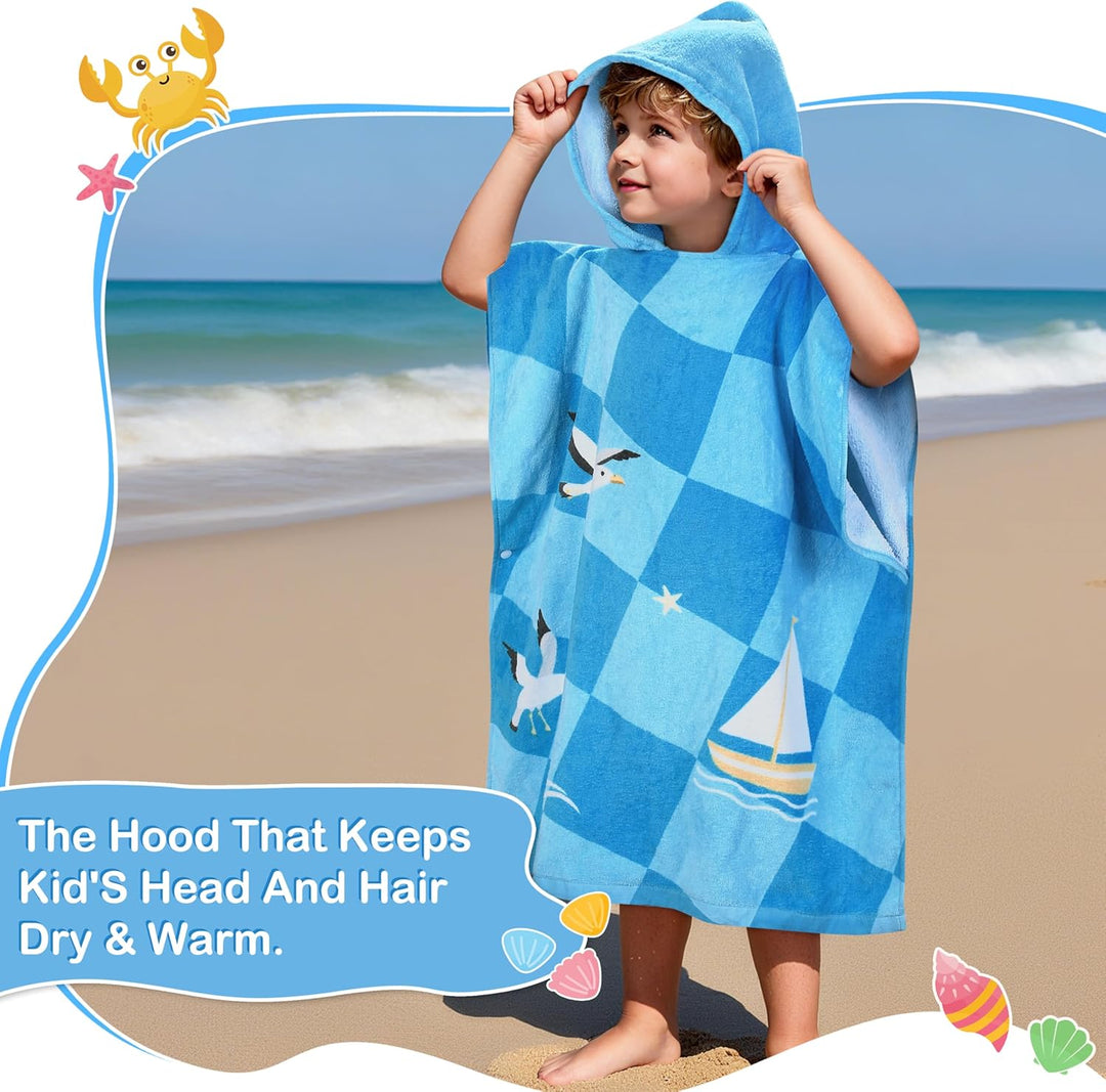 Kato Tirrinia 100% Baumwolle Badeponcho Strandtuch 90-120cm Kinder, Absorbierender Bademantel Badeha