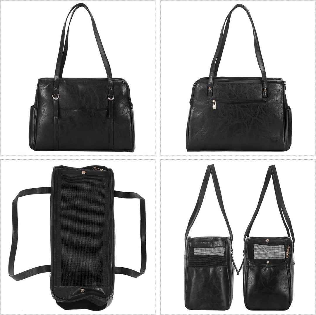 Lasaviin Hundetragetasche, modische Leder-Haustier-Tragetasche mit Taschen, von Fluggesellschaften z