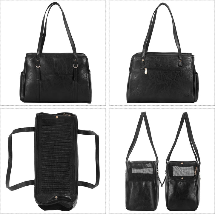 Lasaviin Hundetragetasche, modische Leder-Haustier-Tragetasche mit Taschen, von Fluggesellschaften z
