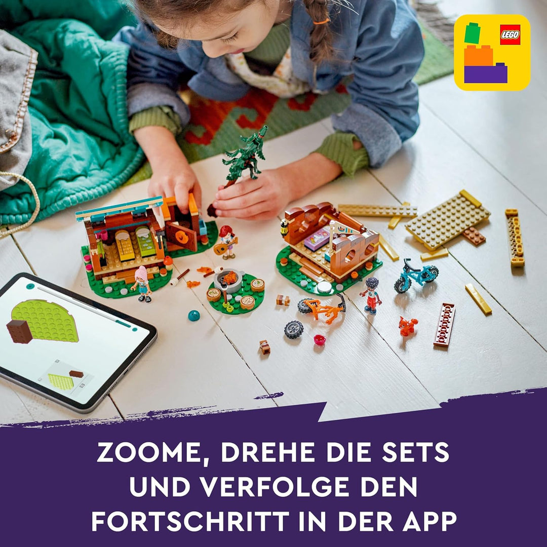 Lego Friends Gemütliche Hütten im Abenteuercamp, Spielset für Rollenspiele in freier Natur, Kindersp