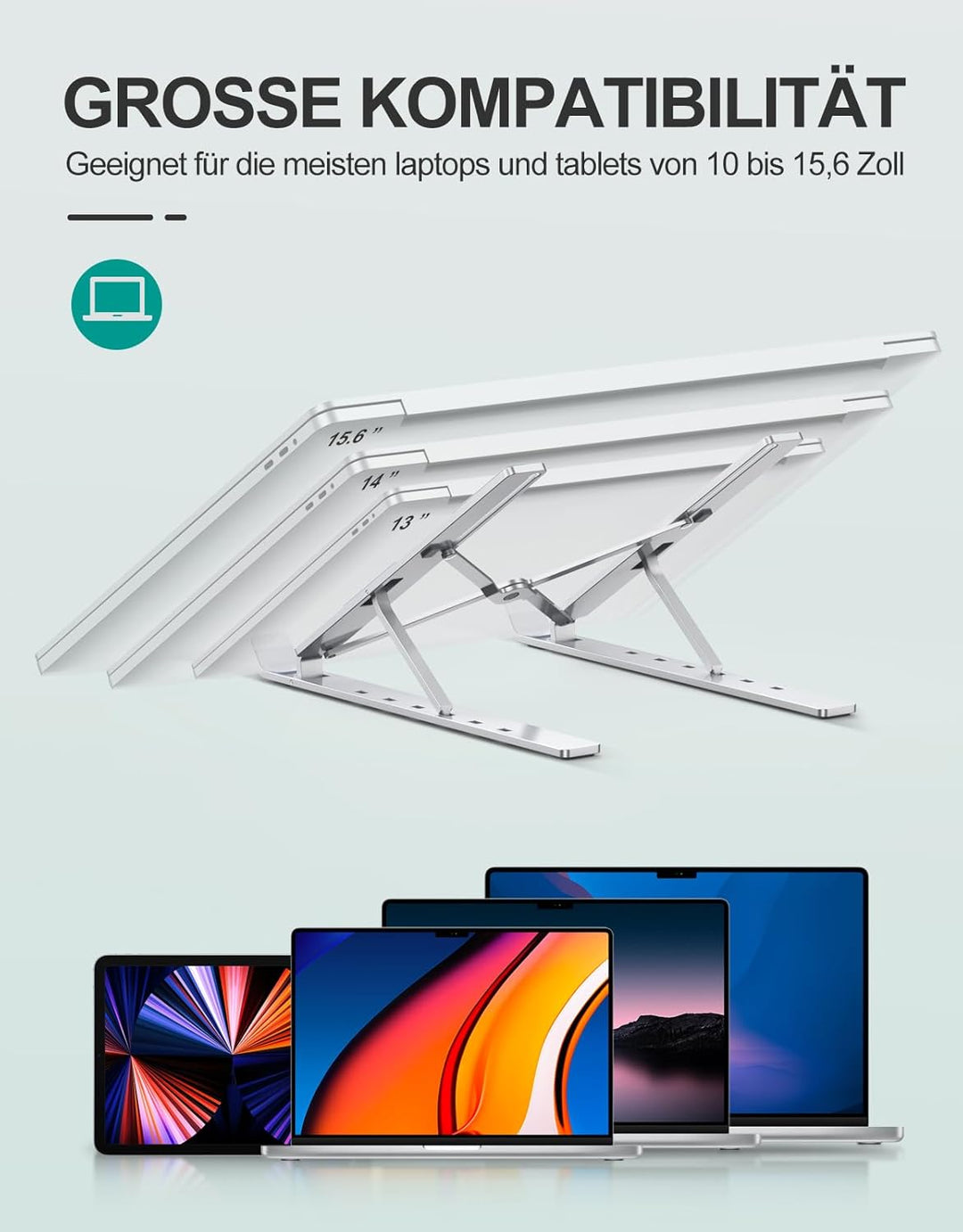 Babacom Laptop Ständer, Belüfteter Faltbarer Aluminium Notebook Ständer für Kühlung, Verstellbare La