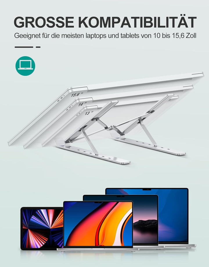 Babacom Laptop Ständer, Belüfteter Faltbarer Aluminium Notebook Ständer für Kühlung, Verstellbare La