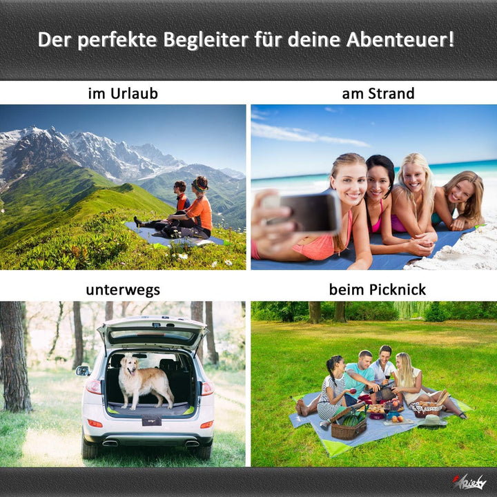 Picknickdecke wasserdicht ultraleicht - XXL Outdoor Decke ideal als Stranddecke, Regenponcho oder Si
