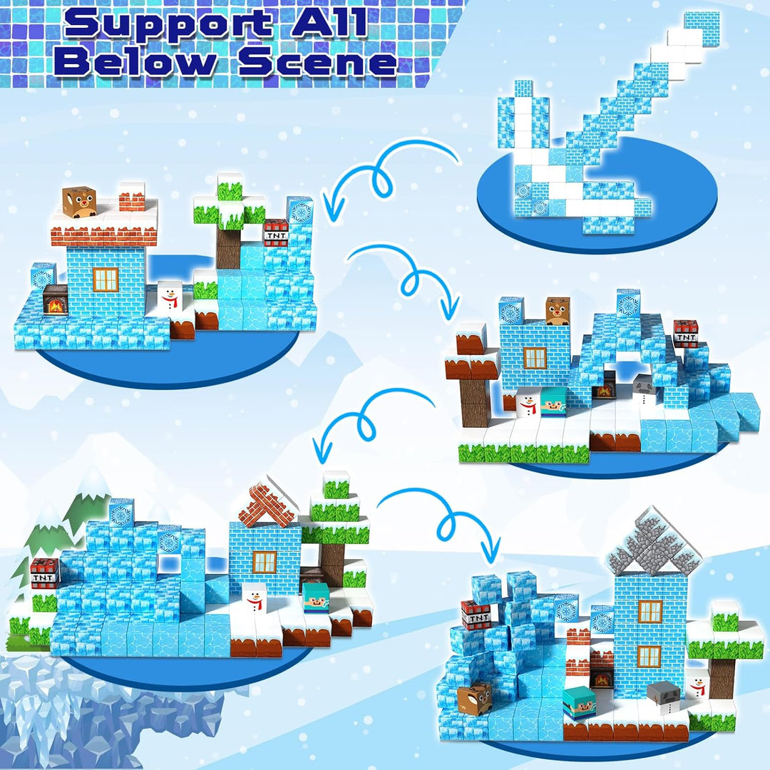 Goody King Magnetische Bausteine mit 100pcs Magnetwürfel Bauen Deine EIS und Schneewelt Frozen Spiel