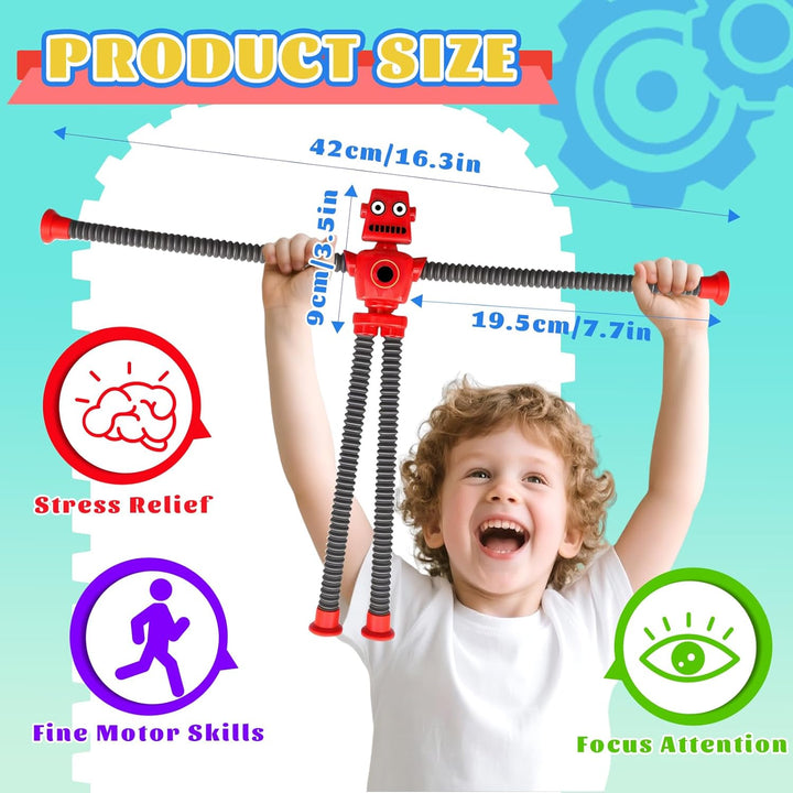 14PCS Transformable Fidget Spinner Roboter - Saugtasche Pop Tube Sensorische Spielzeug, Korb Strümpf
