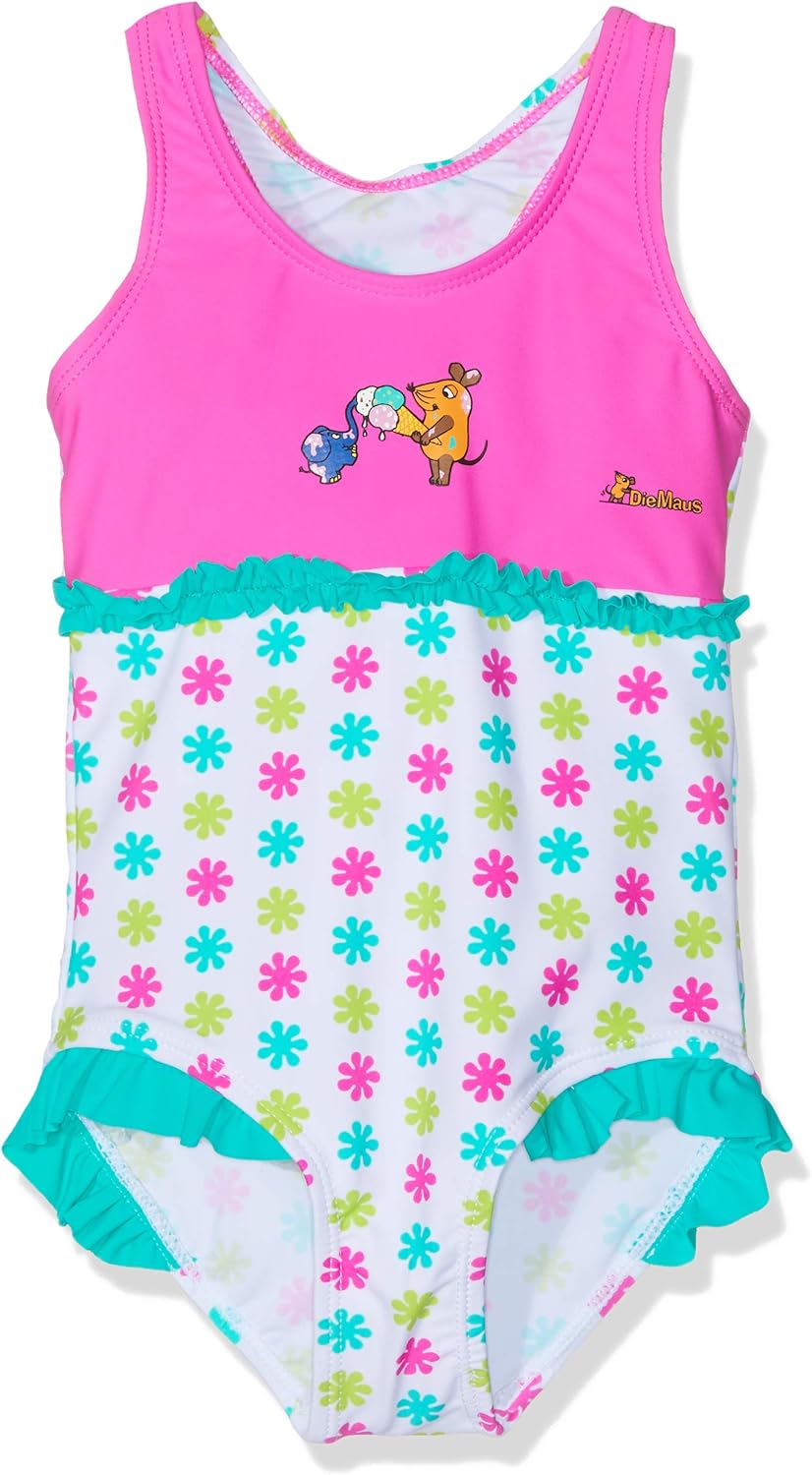 Playshoes Mädchen Uv-Schutz Badeanzug Schwimmanzug Badebekleidung 98-104 Die Maus Blumen, 98-104 Die
