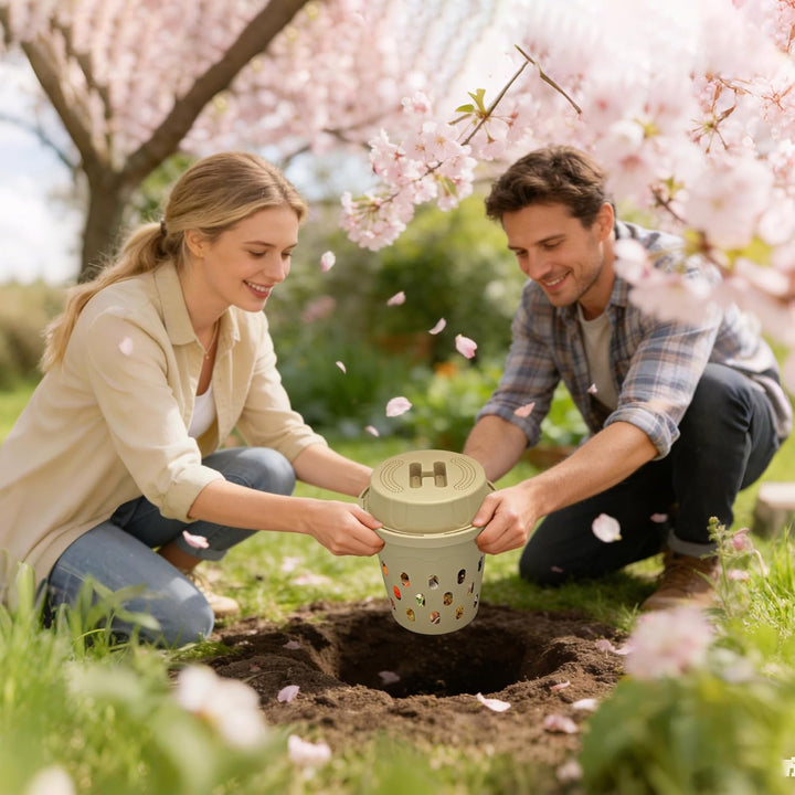 Erdkomposter mit Deckel für Aussen | Wurmkompostierer für Gartenbeete - für Hochbeet, Gemüsebeet, Hi