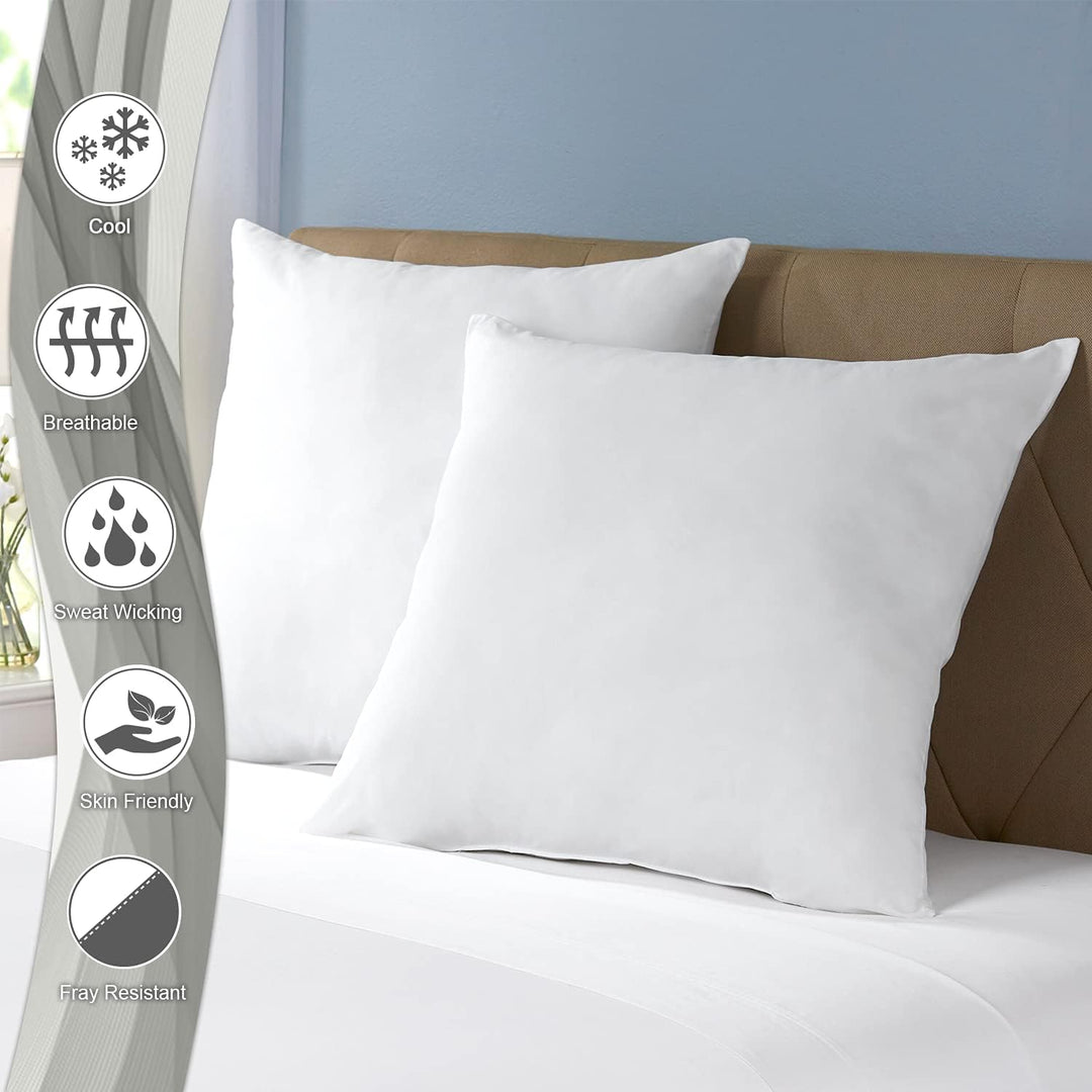 Pizuna Luxuriöser Soft-Satin 2er Pack Kissenbezug 80 x 80 cm Weiss, 600 Fadenzahl Baumwolle Kissenbe