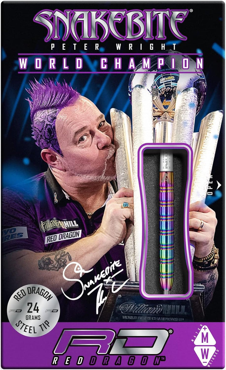 RED DRAGON Peter Wright Snakebite 1 Professional Darts Wolfram Dartset mit Flüge und Shafts 24G 1, 2