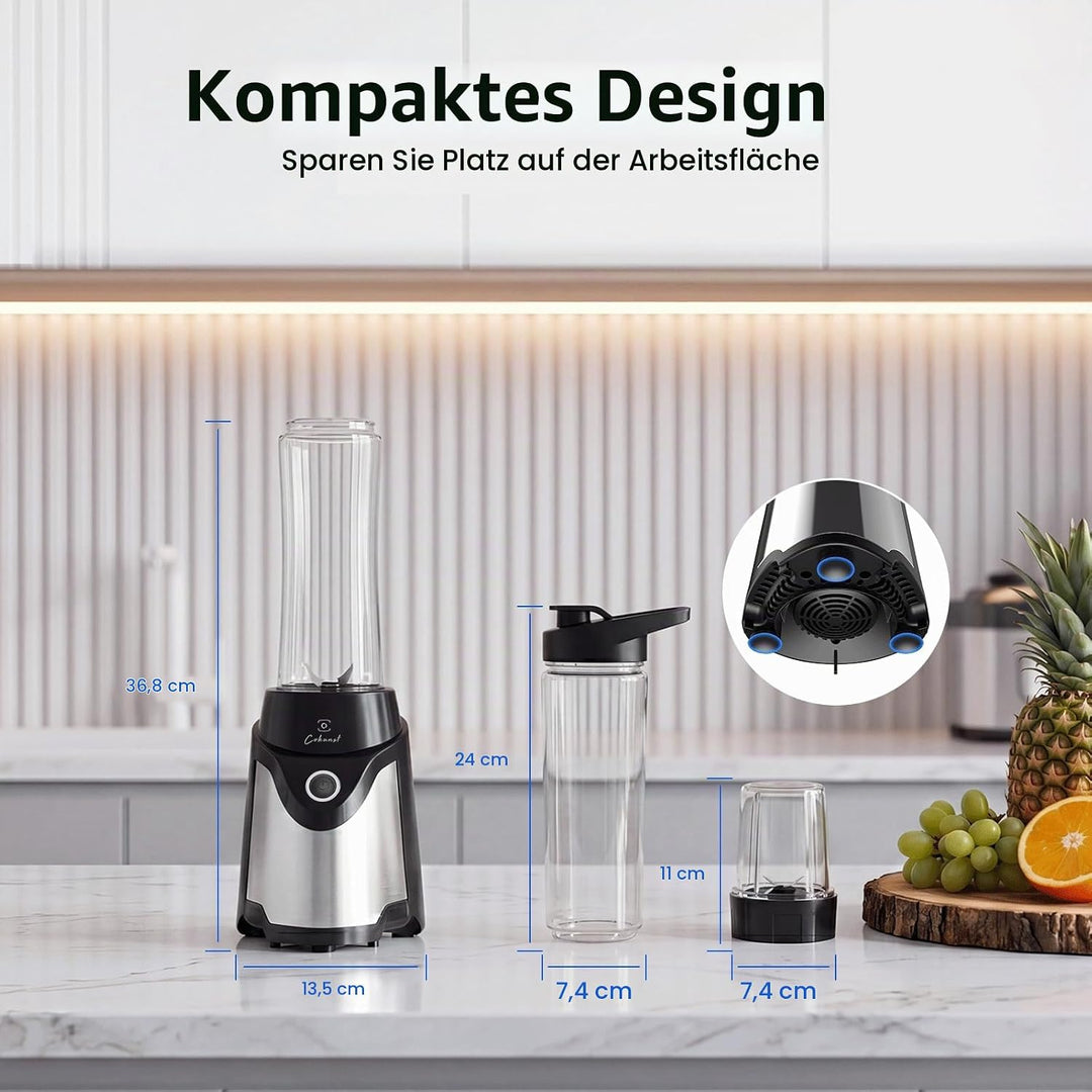 COKUNST Stand Mixer &amp; Go Smoothie Maker, Shake Blender Elektrisch, 2 Becher | 900 W Leistung, 570 ml