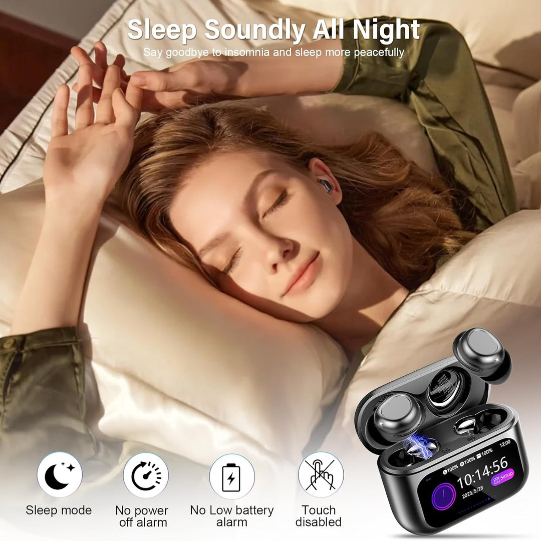 ZYHKON Bluetooth Kopfhörer, Bluetooth 5.4 Schlafkopfhörer In Ear mit Touchscreen, 48H Spielzeit Mini
