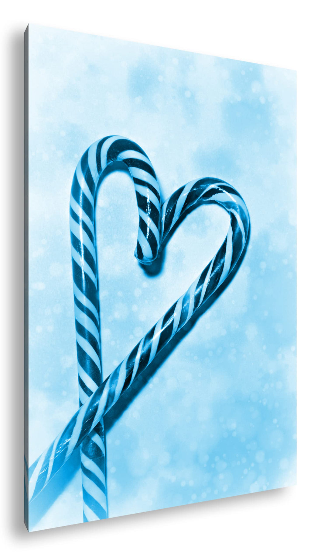 deyoli Zwei bunte Zuckerstangen formen ein Herz Format 80x60 Effekt: Monocrome Blau als Leinwandbild