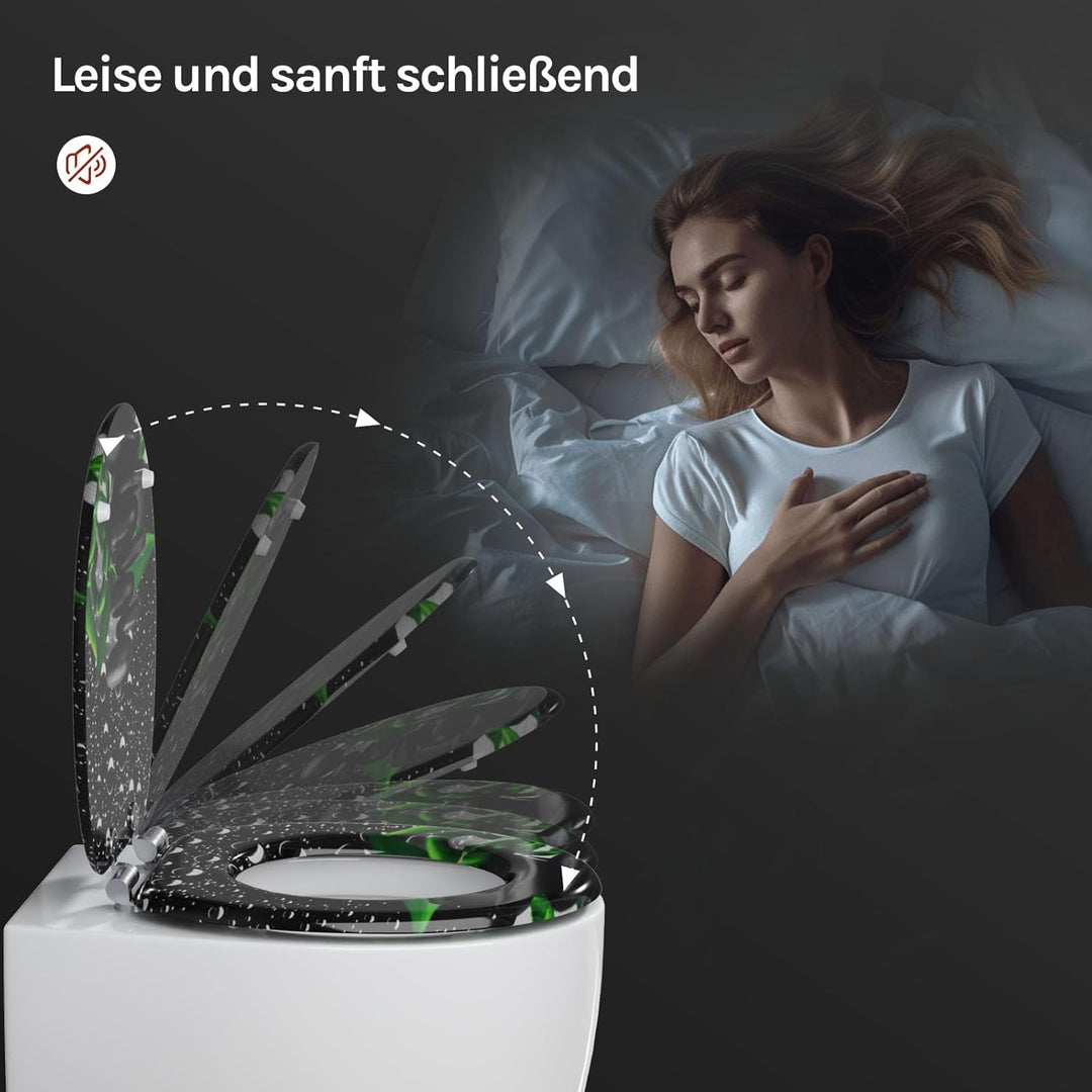 WOLTU #2 Premium WC-Sitz Toilettensitz mit Absenkautomatik, MDF Holzkern, Softclose Scharnier, Antib