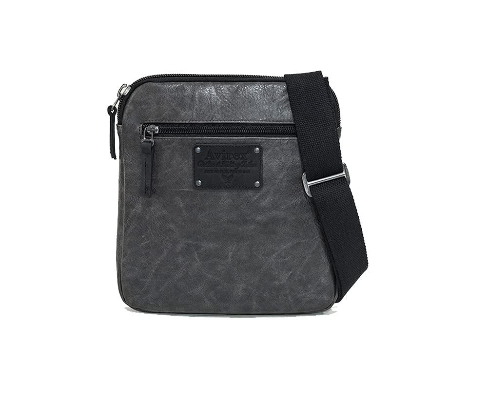 Avirex Kollektion Buffalo, flacher Schultergurt, Cross-Body Bag Slim, Tasche für Herren, Farbe Grau