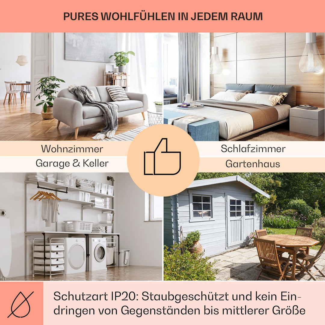 Klarstein Air Infrarotheizung, Infrarot Heizung mit Fernbedienung, Erkennung Offener Fenster, Infrar