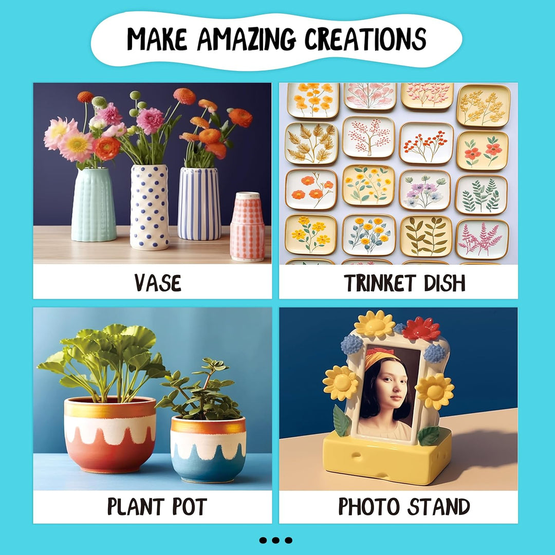 POTTREATIVE Lufttrocknendes Ton-Töpferset für Anfänger. DIY-Lufttrocknendes Ton-Set für Erwachsene.