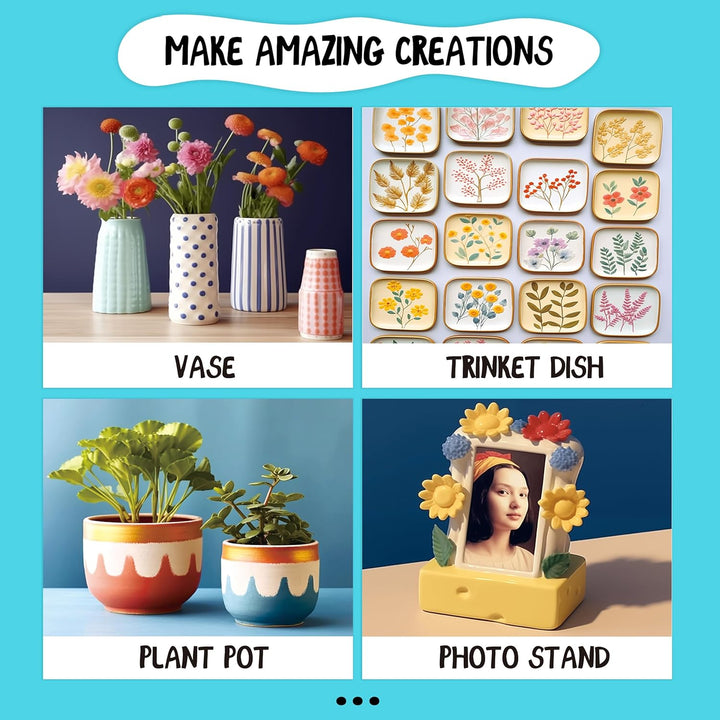 Weelens Tec Lufttrocknendes Ton Töpferkit für Anfänger DIY TonTöpferei Starter-Kit enthält lufttrock