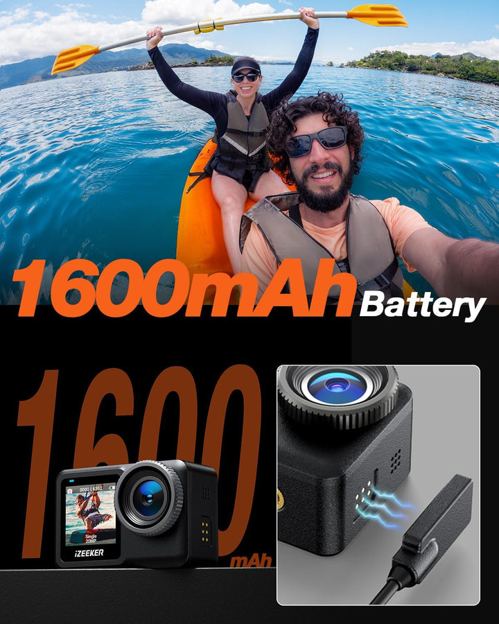 iZEEKER Action Cam 4K 20MP, 40M Wasserdicht Unterwasserkamera, 12M Wasserdicht ungeschützt, Vlog Cam
