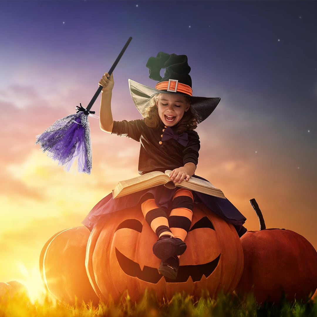 FOMIYES Kinderbesen Halloween Hexenbesen Hexenbesen Kinder Reisigbesen (Violett), Violett