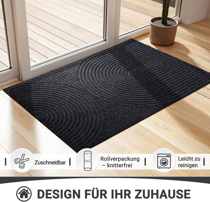 Fussmatte 60x90cm, rutschfeste Maschinenwaschbare Schmutzfangmatte, Teppich Wohnzimmer Innen und Aus
