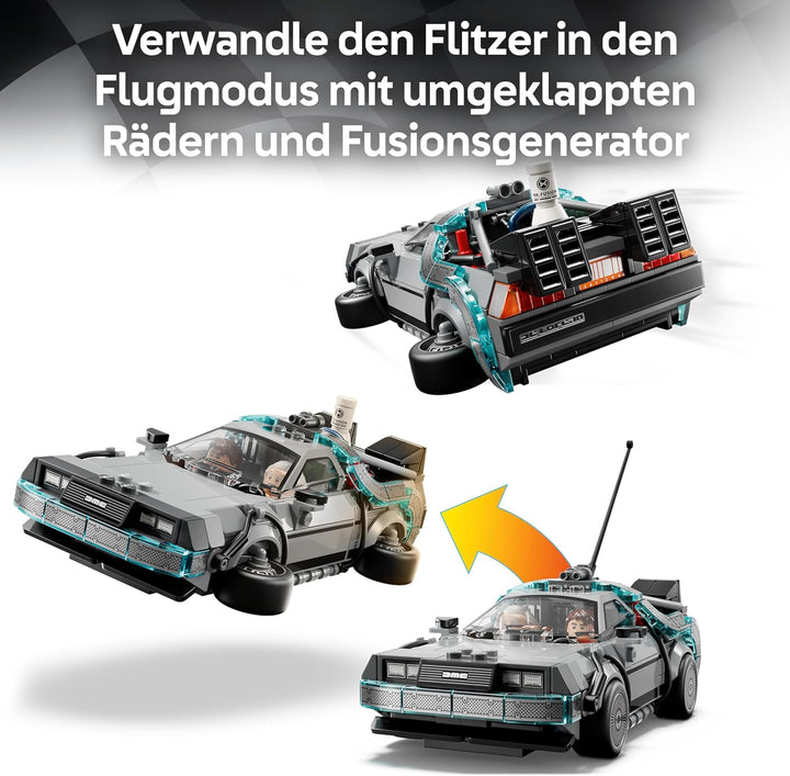 LEGO Speed Champions Zeitmaschine aus Zurück in die Zukunft - Kinder Spielzeug mit Automodell und 2