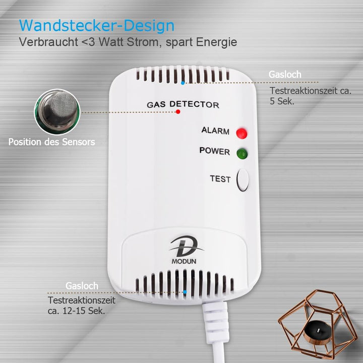 Gasmelder, LPG/Erdgas/Kohlengas Monitor, Methan Propan Butangas Alarm für brennbares Gas, Blitzlicht