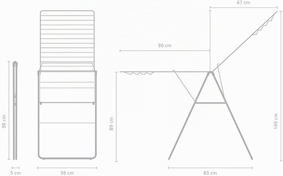 Brabantia HangOn Wäscheständer, Metallic Grey, 25 m 25 m without Rod Metallic Grey, 25 m without Rod