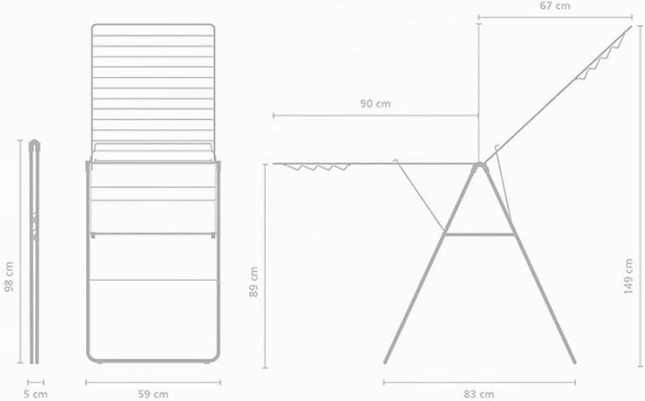 Brabantia HangOn Wäscheständer, Metallic Grey, 25 m 25 m without Rod Metallic Grey, 25 m without Rod