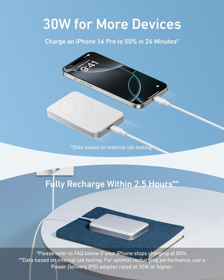 Anker MagGo Powerbank, Ultra-schlankes 10.000mAh magnetisches Akkupack, Qi2-zertifiziert, portabel,