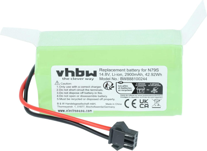 vhbw Akku kompatibel mit Ecovacs Deebot U2, U2 Pro Staubsauger Home Cleaner Heimroboter (2900mAh, 14