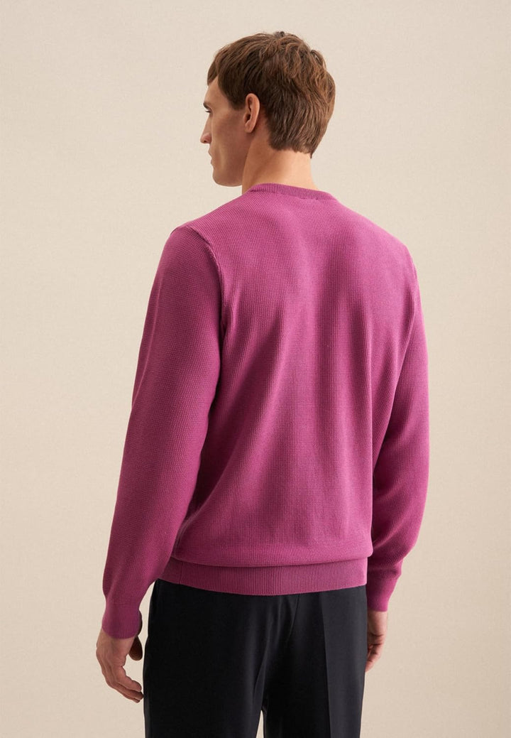 Seidensticker Herren Pullover - Regular Fit - Rundhalsausschnitt - Langarm - 100% Baumwolle L Rot, L