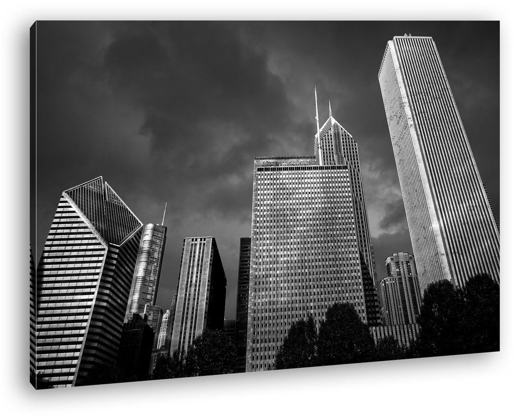 deyoli Chicago Innenstadt mit gigantischen Gebäuden Effekt: Schwarz/Weiss im Format: 60x40 als Leinw