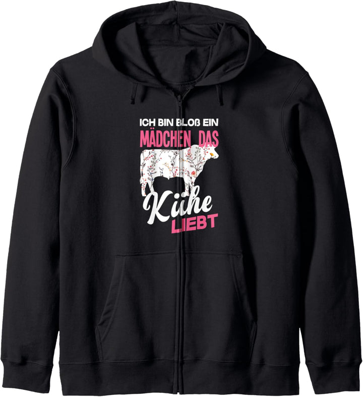 Ich Bin Bloss Ein Mädchen Das Kühe Liebt Lustiges Kuh Kapuzenjacke