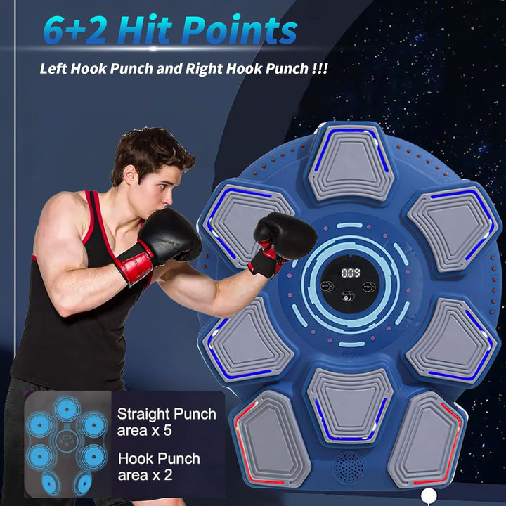 Music Boxing Machine für Erwachsene, Wandmontierte LED Licht Bluetooth Musikboxing Maschine Blau-8 S