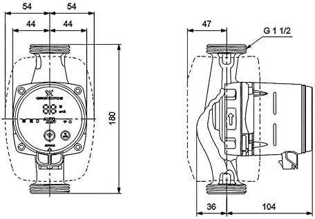 Grundfos Alpha3 HE-Umwälzpumpe 25-40 180 mm mit Bluetooth und Autoadapt Funktion 99371926