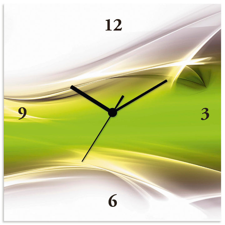 ARTLAND Wanduhr ohne Tickgeräusche Leinwand Quarzuhr 30x30 cm Quadratisch Lautlos Design Abstrakt Ku