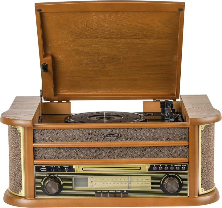 Reflexion HIF2002 Retro HiFi-Anlage mit Plattenspieler 33/45/78, Bluetooth 5.0 & USB-Encoding – CD/M