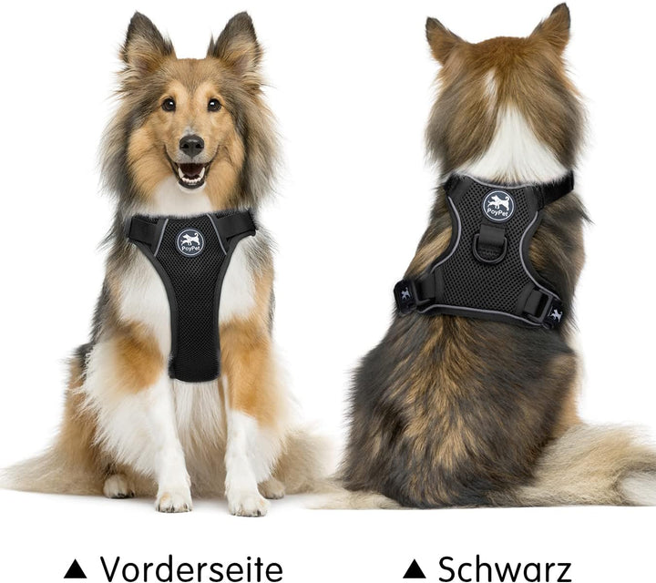 PoyPet Reflektierendes, weiches, atmungsaktives Hundegeschirr aus Mesh, erstickungsfreie, doppelt ge