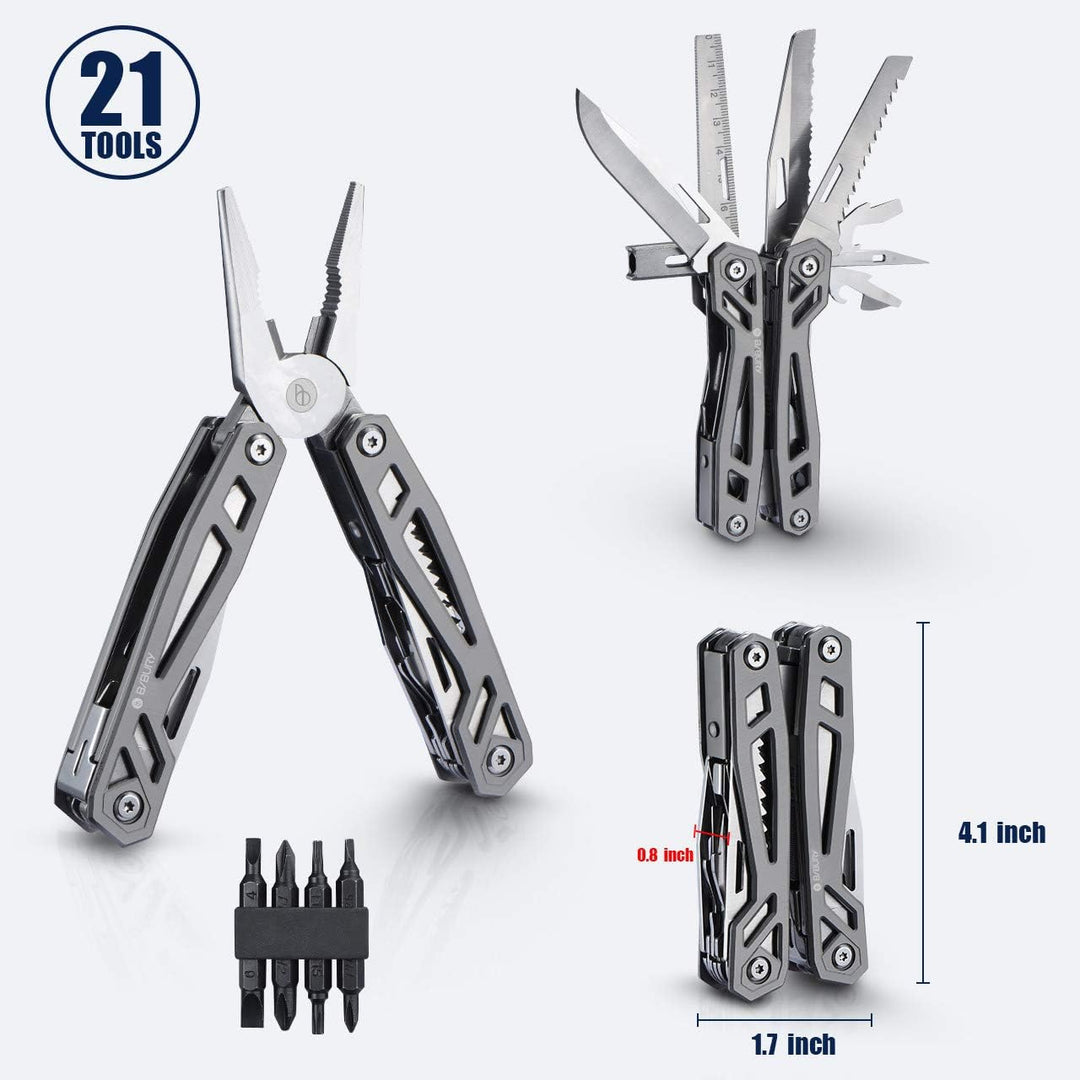 Multitool Zange Geschenke für Männer Frauen, BIBURY Titan Mehrzweck-Taschenmesser-Zangen-Kit, Edelst