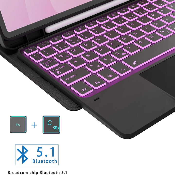 Für Galaxy Tab S11 11" Tastatur Hülle - 7 Farben Beleuchtung Abnehmbare Trackpad Tablet Cover - Bele